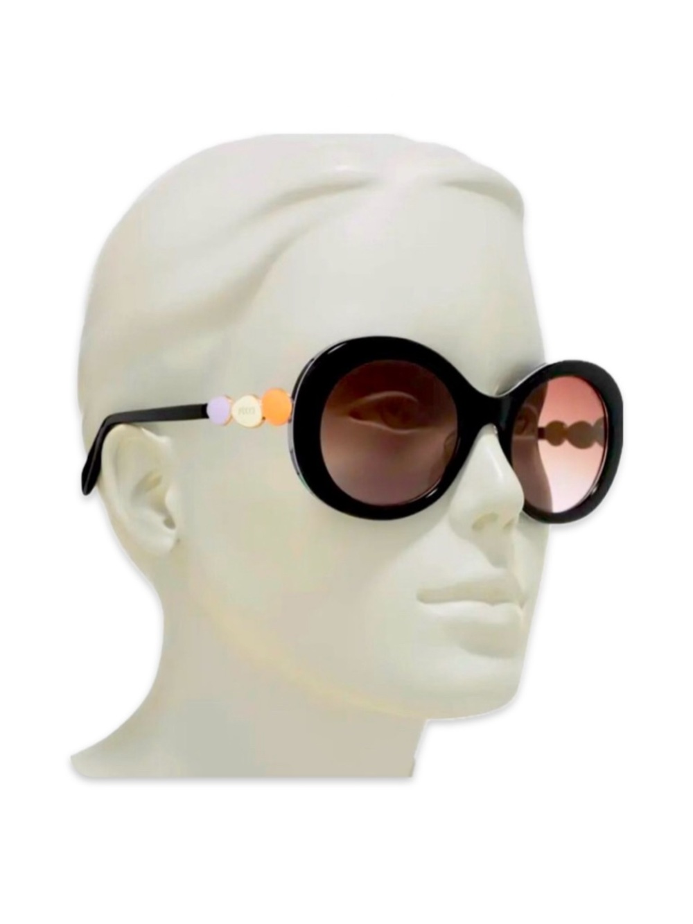 EMILIO PUCCI 55MM
Round Sunglasses Shiny
Black Bordeaux print retro Cobain 60s